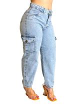 Calça capre cargo feminina jeans 100% Calça capre cargo feminina jeans 100%