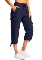 Calça Capri Cargo Feminina Soothfeel com 6 Bolsos e Secagem Rápida Calça Capri Cargo Feminina Soothfeel com 6 Bolsos e Secagem Rápida