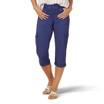 Calça Capri Cargo Lee Austyn Relaxed Fit para mulheres em azul tinta