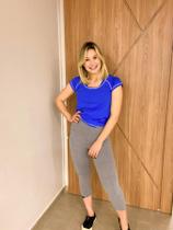 Calça Capri Cós Alto Poliamida Compressão Fitness Mescla