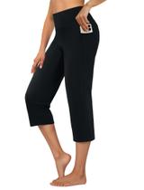 Calça Capri DLOODA Cintura Alta Cropped com Bolsos para Yoga