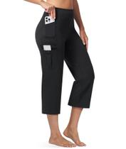 Calça Capri feminina Casei 21 Yoga de cintura alta com bolsos