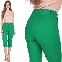 Calça Capri Feminina HNO Sarja Cintura Alta Classic Verde - HNO Jeans