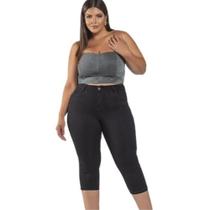 Calça Capri Feminina Plus Size Black Jeans - 23904