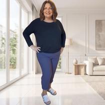 Calça Capri Feminina Plus Size Gorgurão Premium Tam 44 a 52 Tamanho:GCor:Azul