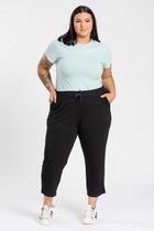 Calça Capri Feminina Plus Size Malha Viscose Com Elástico E Cordão - Serena