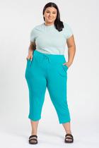 Calça Capri Feminina Plus Size Malha Viscose Com Elástico E Cordão - Serena Calça Capri Feminina Plus Size Malha Viscose Com Elástico E Cordão - Serena