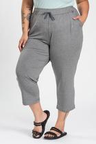 Calça Capri Feminina Plus Size Malha Viscose Com Elástico E Cordão - Serena