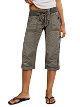 Calça Capri Flamingals Cintura Alta Reta Cinza M Calça Capri Flamingals Cintura Alta Reta Cinza M