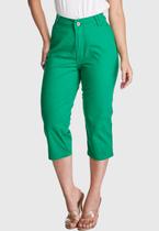 Calça Capri HNO Jeans Sarja Cintura Alta Elastano Classic Verde