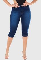 Calça Capri HNO Jeans Skinny Cintura Alta Elastano Classic Azul Marinho