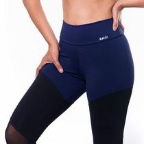 Calça capri Kehlu, cor preto e azul marinho Calça capri Kehlu, cor preto e azul marinho