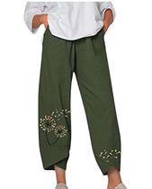 Calça Capri Medlor Boho 2025 Summer Wide Leg para mulheres