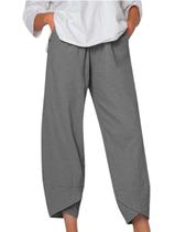 Calça Capri Medlor Boho 2025 Summer Wide Leg para mulheres