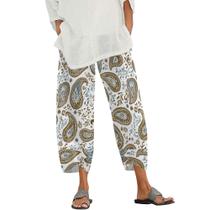 Calça Capri Medlor Boho 2025 Summer Wide Leg para mulheres