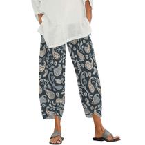 Calça Capri Medlor Boho 2025 Summer Wide Leg para mulheres