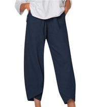 Calça Capri Medlor Boho 2025 Summer Wide Leg para mulheres