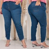 Calça Capri Plus Size Feminina Jeans Cintura alta Taiga Jeans com Lycra Barra desfiada lançamento - Faraya Jeans