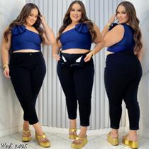 Calça capri plus size super lipo (com cinta) jeans com Lycra Ref:2495