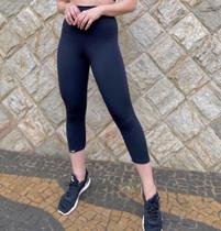 Calça Capri Poliamida Cós Alto Compressão Fitness Preta