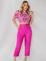 Calça Capri Solta com elastico na cintura alta cos elegante modesto luxo