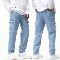 Calça Cargo Balão Masculina Jeans Cordão na Cintura Calça Cargo Balão Masculina Jeans Cordão na Cintura