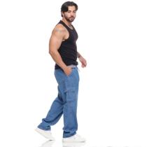 Calça Cargo Balão Masculina Jeans Cordão na Cintura - Volgue