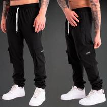 Calça Cargo Black Fire Preta Masculina Com Ziper No Bolso E Barra Ajustável Black Targ