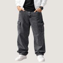 Calça Cargo Bolso Lateral Skatista Streetwear Urbano Rua Cinza Grafite