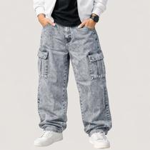 Calça Cargo Bolso Lateral Skatista Streetwear Urbano Rua Cinza Grafite
