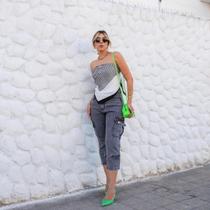 Calça cargo capri no jeans 100% sem lycra Calça cargo capri no jeans 100% sem lycra