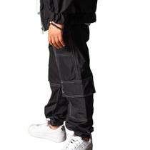 Calça Cargo com Bolsos Laterais Infantil Masculina Preta Lançamento 2024 Digi 241710