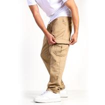 Calça Cargo de Sarja Com Bolsos Larterais Larga Skatista Calça Cargo de Sarja Com Bolsos Larterais Larga Skatista
