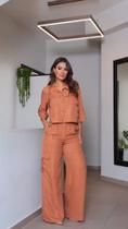 Calça Cargo E Jaqueta Conjunto Feminino Duna Twill