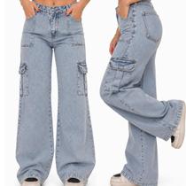calça cargo feminina jeans 2 bolsos laterais estilosa confortável blogueirinha tendencia do 10 ao 16 calça cargo feminina jeans 2 bolsos laterais estilosa confortável blogueirinha tendencia do 10 ao 16