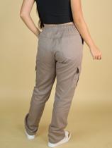 Calça Cargo Feminina Sarja Parachute 6 Bolsos Larga Moda Streetwear Blogueira Gringa