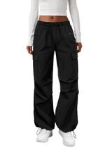 Calça Cargo Impermeável COPYLEAF Feminina Preta Leve e Larga