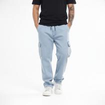Calça cargo jeans larga bolsos lateral Calça cargo jeans larga bolsos lateral