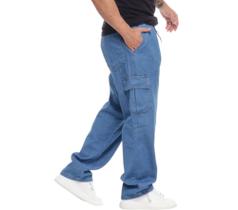 Calça Cargo Jeans Larga Masculina Bolso Lateral Streetwear Estilo de rua - Mitchelgutto