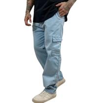 Calça Cargo Jeans Masculina Mitchelgutto Bolso Lateral Calça Cargo Jeans Masculina Mitchelgutto Bolso Lateral