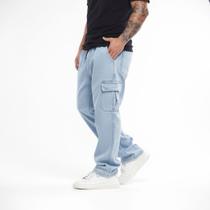Calça Cargo Jeans Masculino Cos Elástico Cordão Skatista