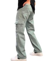 Calça Cargo Jeans Masculino Cos Elástico Cordão Skatista