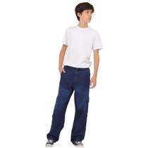Calça Cargo jeans premium masculina juvenil menino modinha com regulagem interna do 10 ao 16