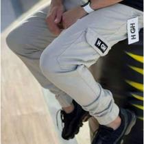 Calça cargo jogger hi gh com punho masculina skate sarja