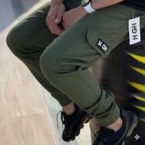Calça cargo jogger hi gh com punho masculina skate sarja