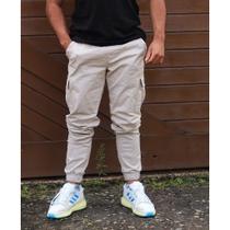 Calça cargo jogger masculina 6 Bolsos sarja skate casual 2025Hip-Hop Elástico slim
