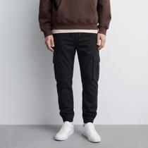 Calça Cargo Jogger Masculina Sarja com Elástico e cordão Moda Streetwear com Bolsos Laterais Calça Cargo Jogger Masculina Sarja com Elástico e cordão Moda Streetwear com Bolsos Laterais