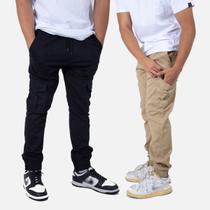 Calça Cargo Jogger Masculina - Streetwear bolso ao lado e punho elastano