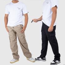 Calça Cargo Larga masculina com Bolsos laterais