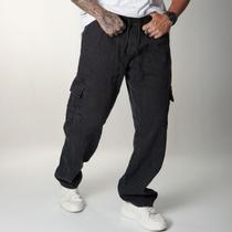 Calça Cargo Larga Masculina Streetwear Bolsos Laterais Jeans Modelo Exclusivo 2025